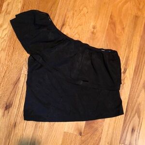 Pink Lily One Shoulder black top-size small